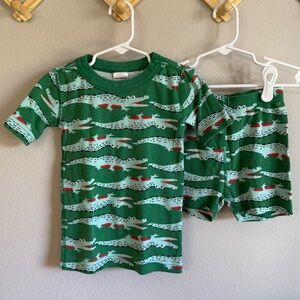 Hanna Andersson Green Alligator Print Kids Pajamas